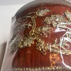 4” Embroidered Floral & Leaf Pattern Trimmed In Gold Beads & Sequins Ribbon